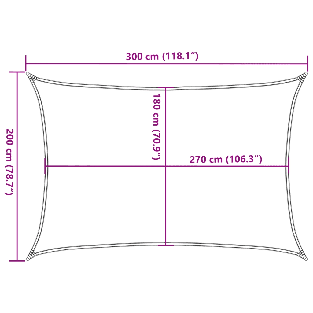 Vela Parasole | Telo Ombra | Vela da ombra 160 g/m2 Nera 2x3 m in HDPE
