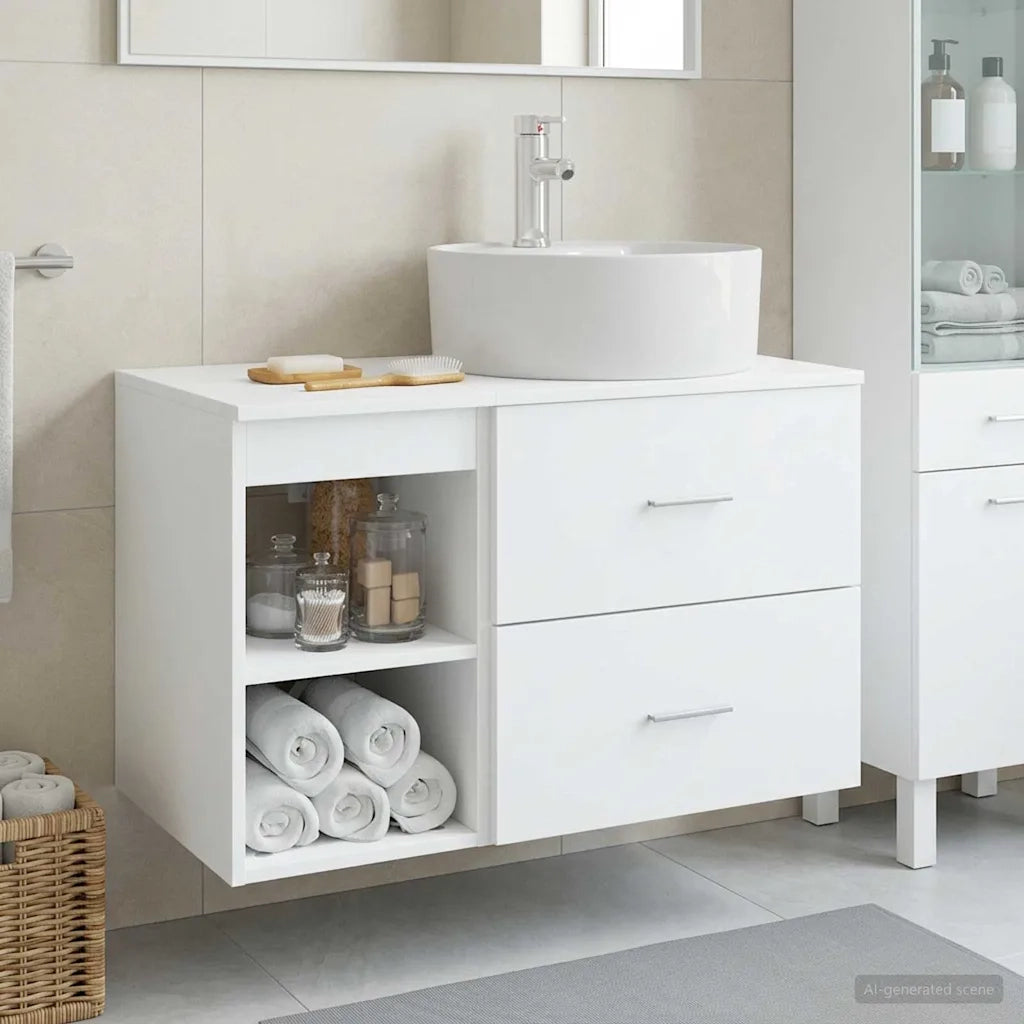 Set di mobili per il bagno 2 pcs Bianco Legno ingegnerizzato 3403904
