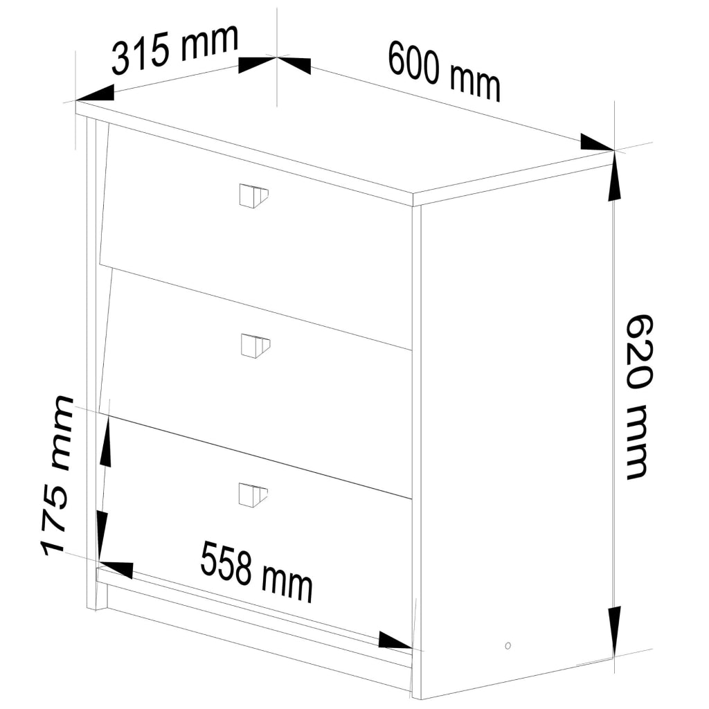 Scarpiera AKORD MINI Wengé 60 cm 3 ante 60x31x62 cm