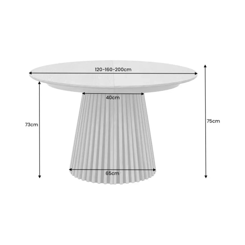 Tavolo rotondo allungabile KANOVA 120 a 160 a 200 cm in finitura rovere chiaro