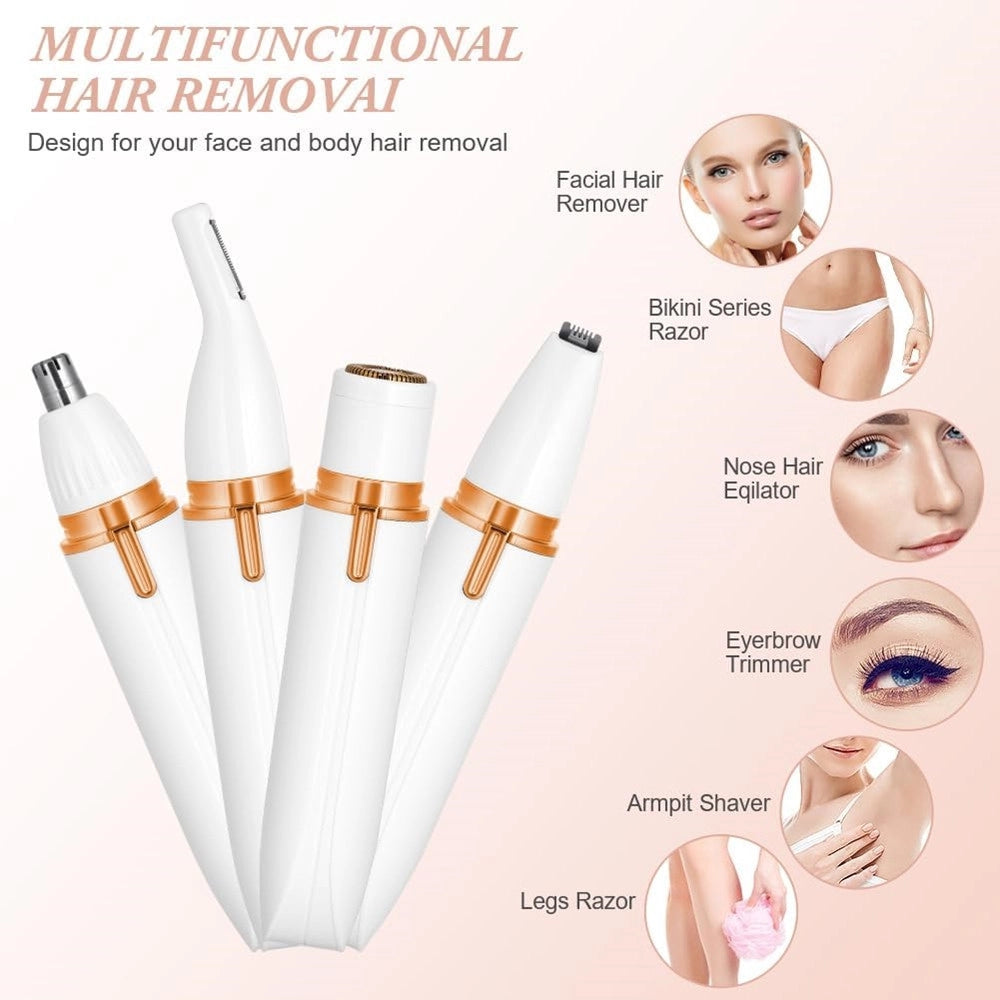 Trade Shop - Rasoio Elettrico Donna 4 In 1 Indolore Ricaricabile Portatile Depilatore Per Viso Corpo -