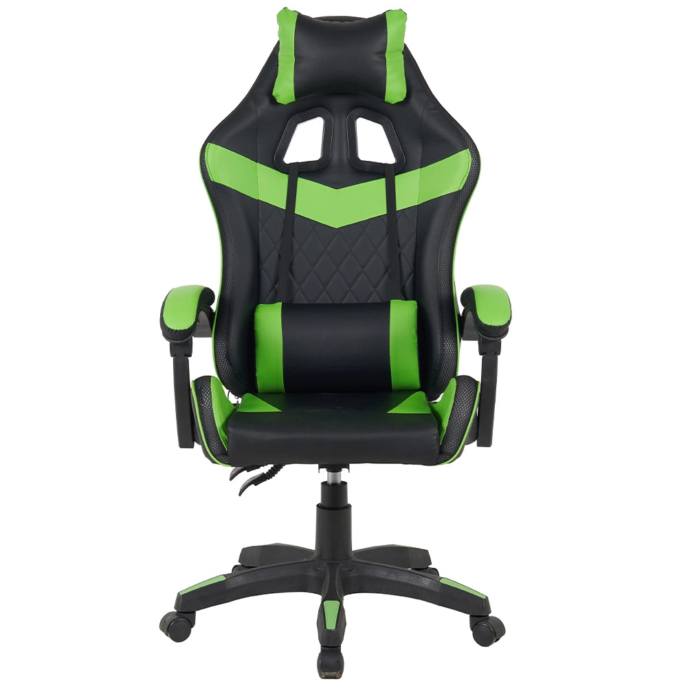 Sedia da Gaming con Led RGB Altezza Regolabile 106-116 cm in Pelle PU Verde e Nero