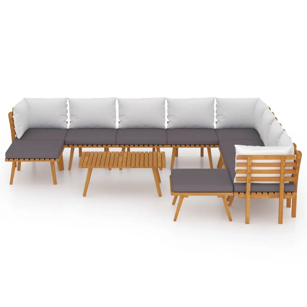 Set Divani da Giardino 11 pz con Cuscini in Massello di Acacia 3087019