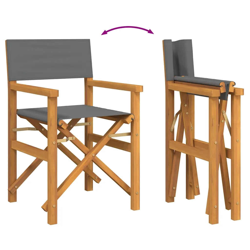 Sedie da Regista Pieghevoli 2 pz Grigio Legno Massello di Teak 4008513