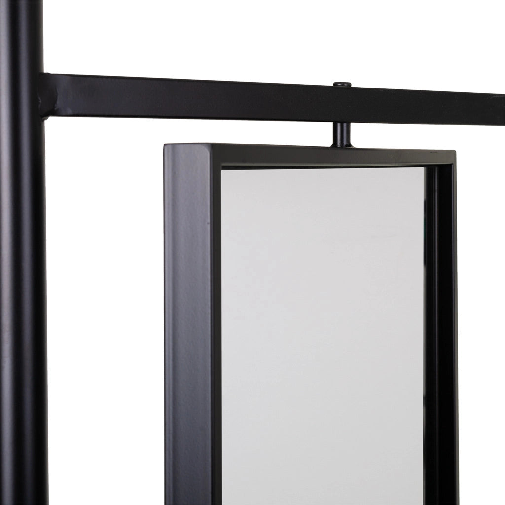 Mobile da ingresso con Sgabello e specchio in metallo e legno grigio 77x45x181,5h