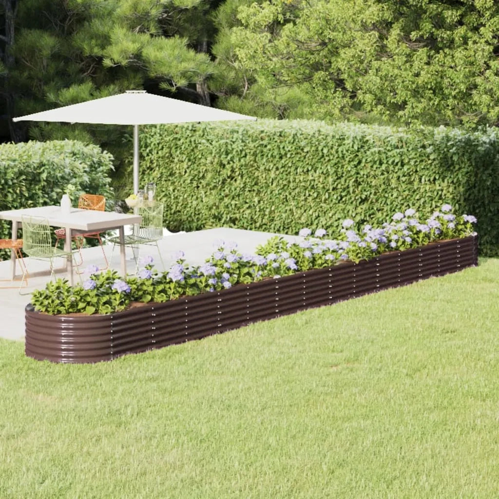 Fioriere | Cassetta per fiori | Letto Giardino Acciaio Zincato 620x80x36cm Marrone