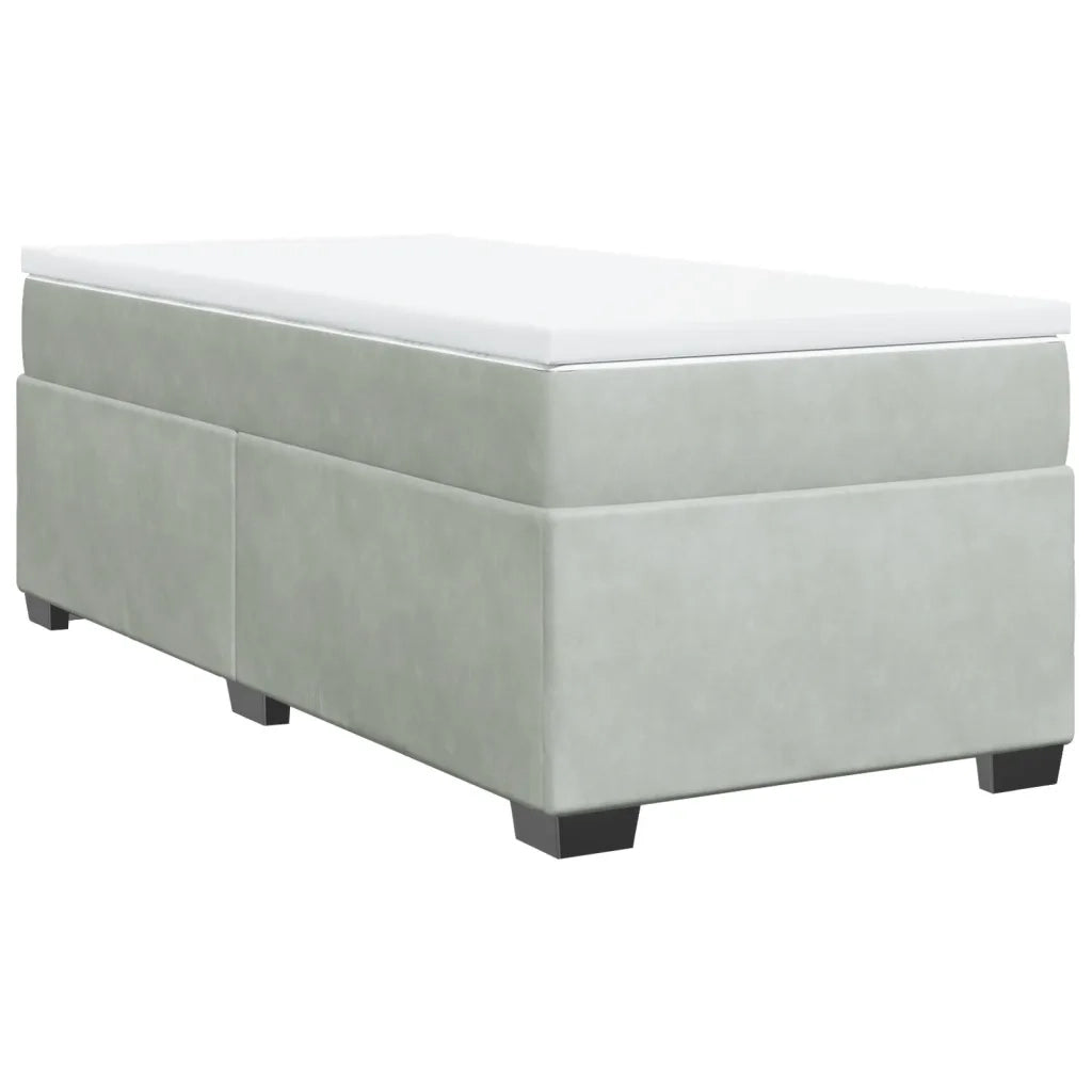 Giroletto a Molle con Materasso Grigio Chiaro 100x200cm Velluto