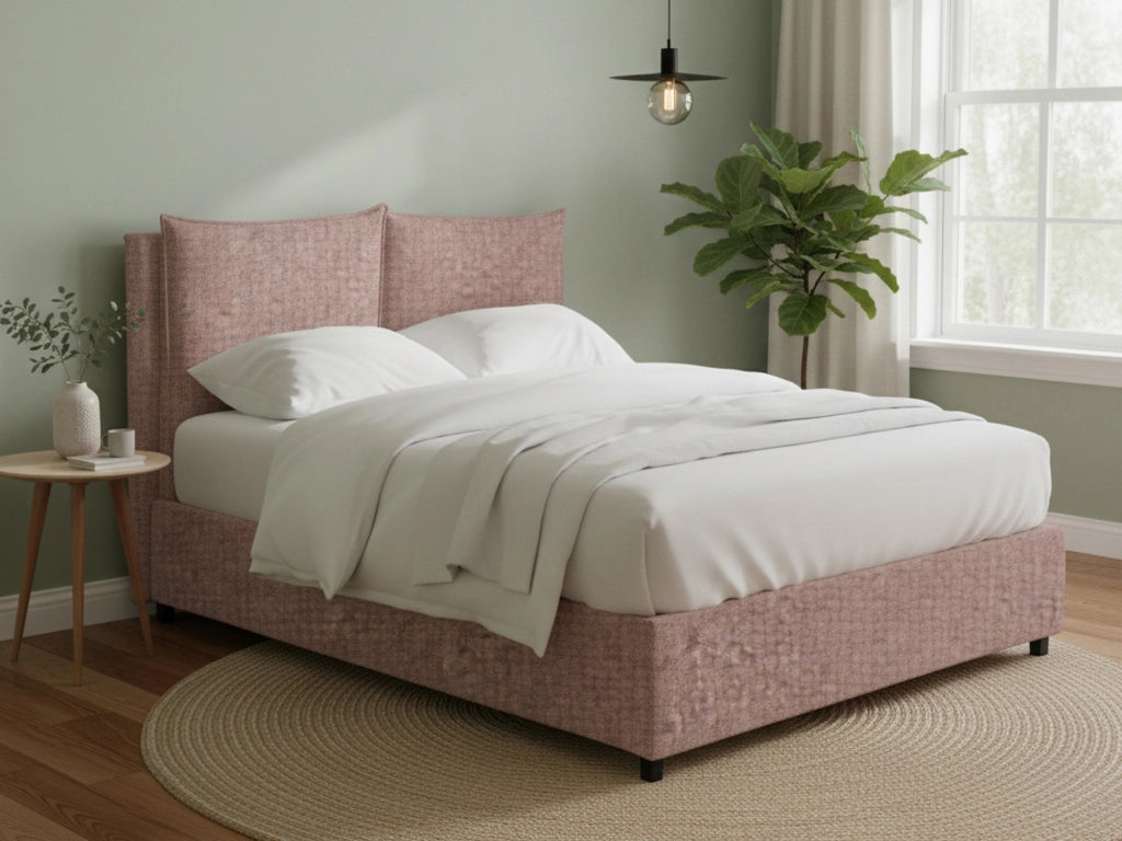 Liskeard, Letto Matrimoniale Sfoderabile Made in Italy, Rosa Antico