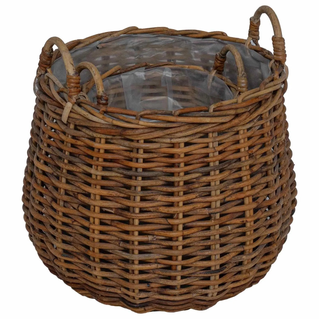Cestino per piante con archiviazione 2 pcs Marrone Rattan Lacak
