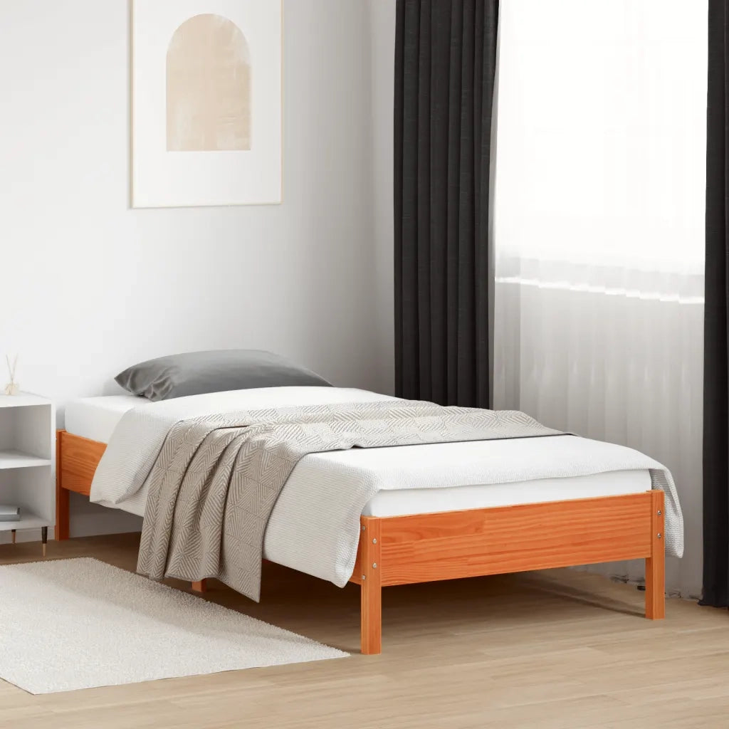 Letto senza Materasso Marrone Cera 90x200 cm Legno di Pino 842713