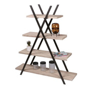Scaffale piramide a 4 livelli collezione DARYL - Stile industriale, colore rovere e nero
