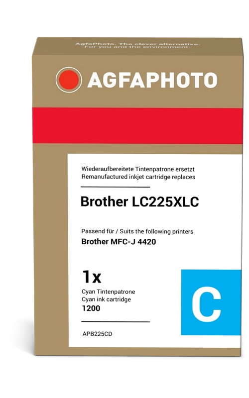 ORIGINAL Agfa Photo Cartuccia d'inchiostro ciano APB225CD ~1200 Seiten 11,8ml Agfa Photo LC225XLC