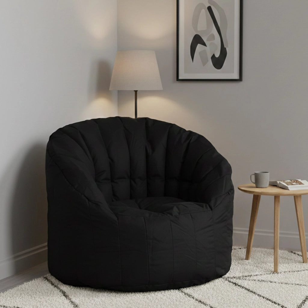Poltrona imbottita Allos, colore nero, Misure 80 x 80 x 80 cm