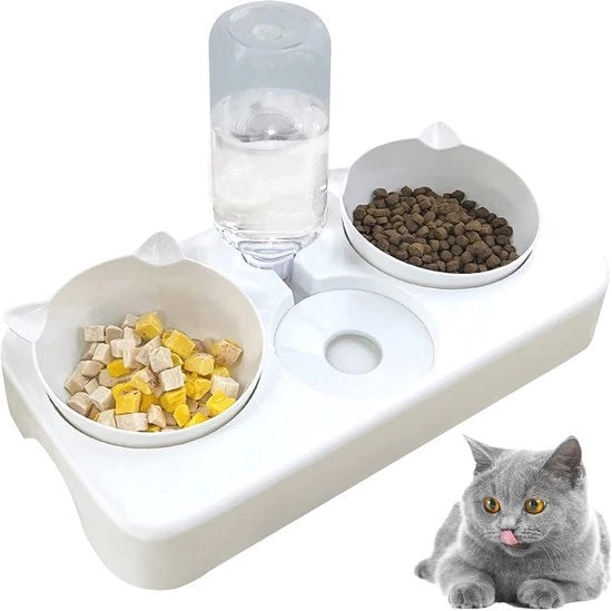 Catena 3-in-1 Mangi e Bevi per Gatti e Piccoli Cani - Vasca Regolabile con Angolo Flessibile