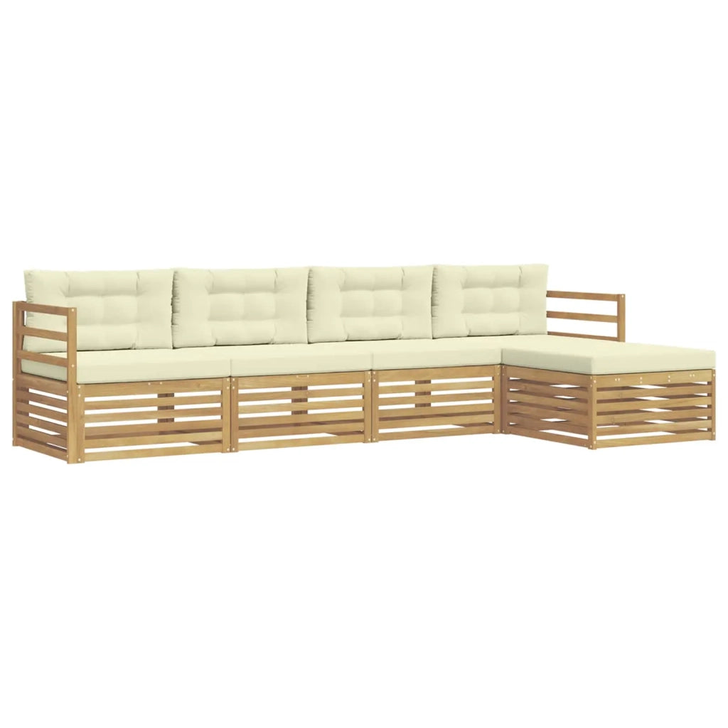 Set di divani da esterno 5 pcs Bianco e Crema Poliestere 3390305