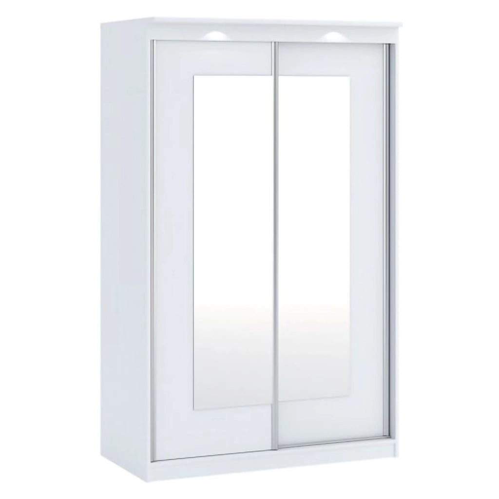 Armadio Camera da Letto Lesela, Guardaroba 2 Ante 2 Ripiani, 120x195h cm Bianco