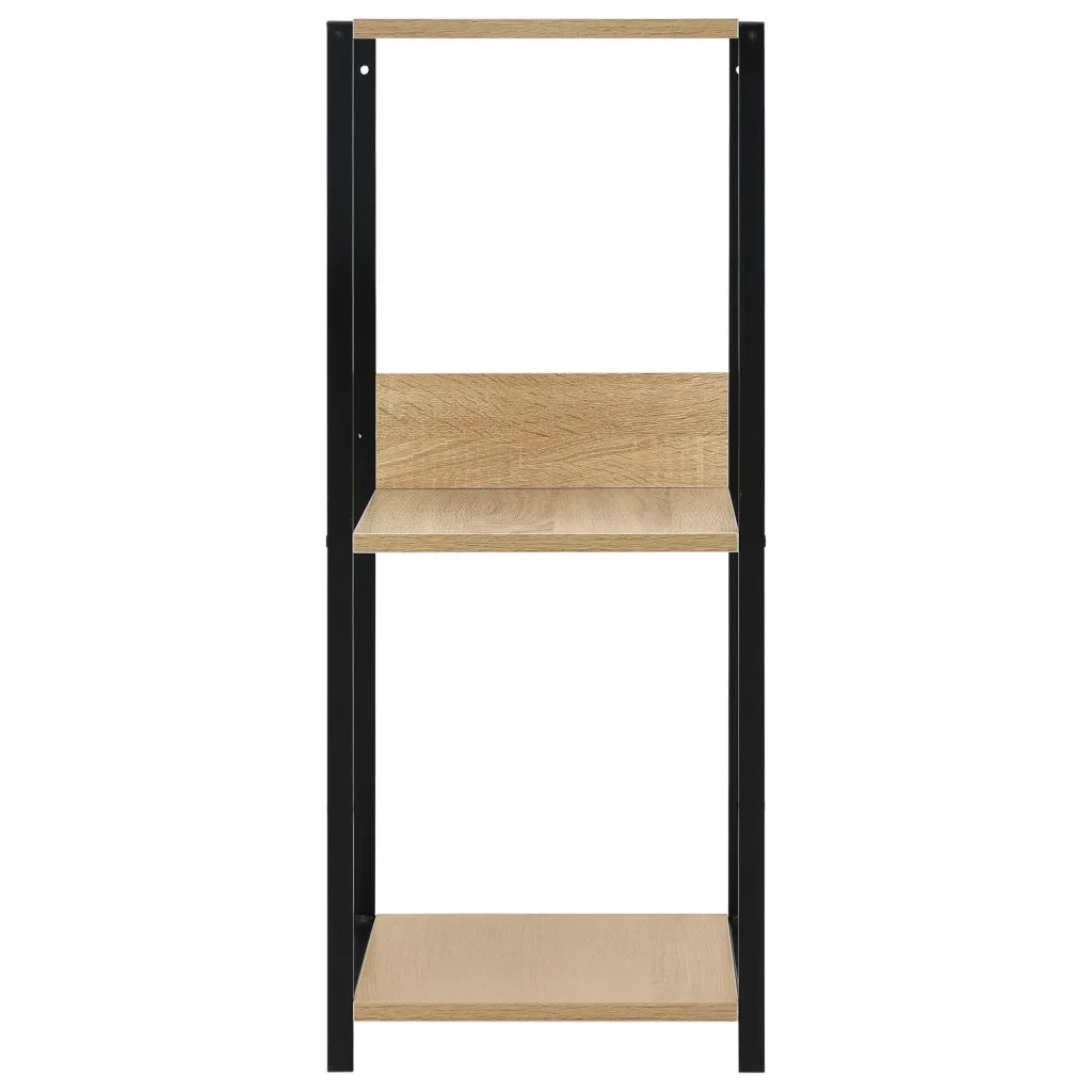 Libreria-Scaffale per Libri-Mobile di Stoccaggio Piccola Dritta Nera Rovere 33,5x39,6x79,7 Multistrato