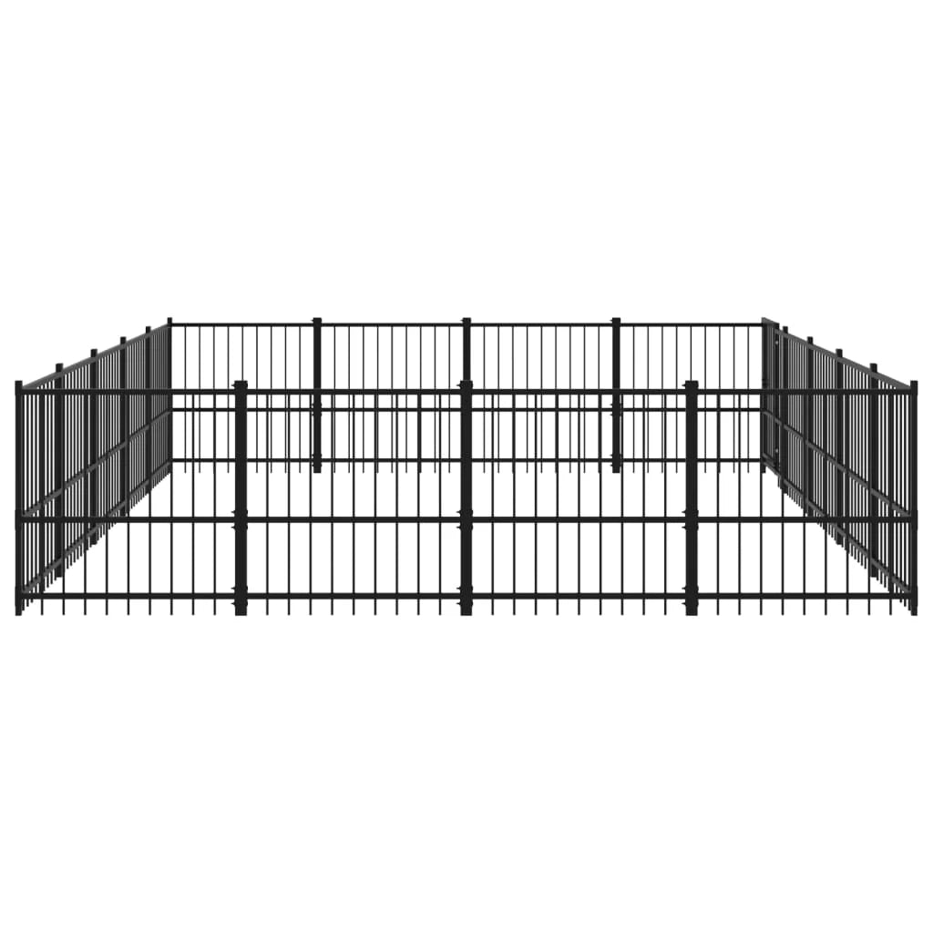Gabbia per cuccia recinto per animali da esterno per cani in acciaio 18,82 m² nero 02_0041812