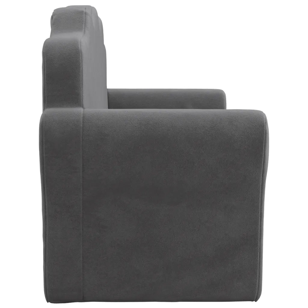 Divano Letto per Bambini a 2 Posti Antracite in Morbido Peluche 357060