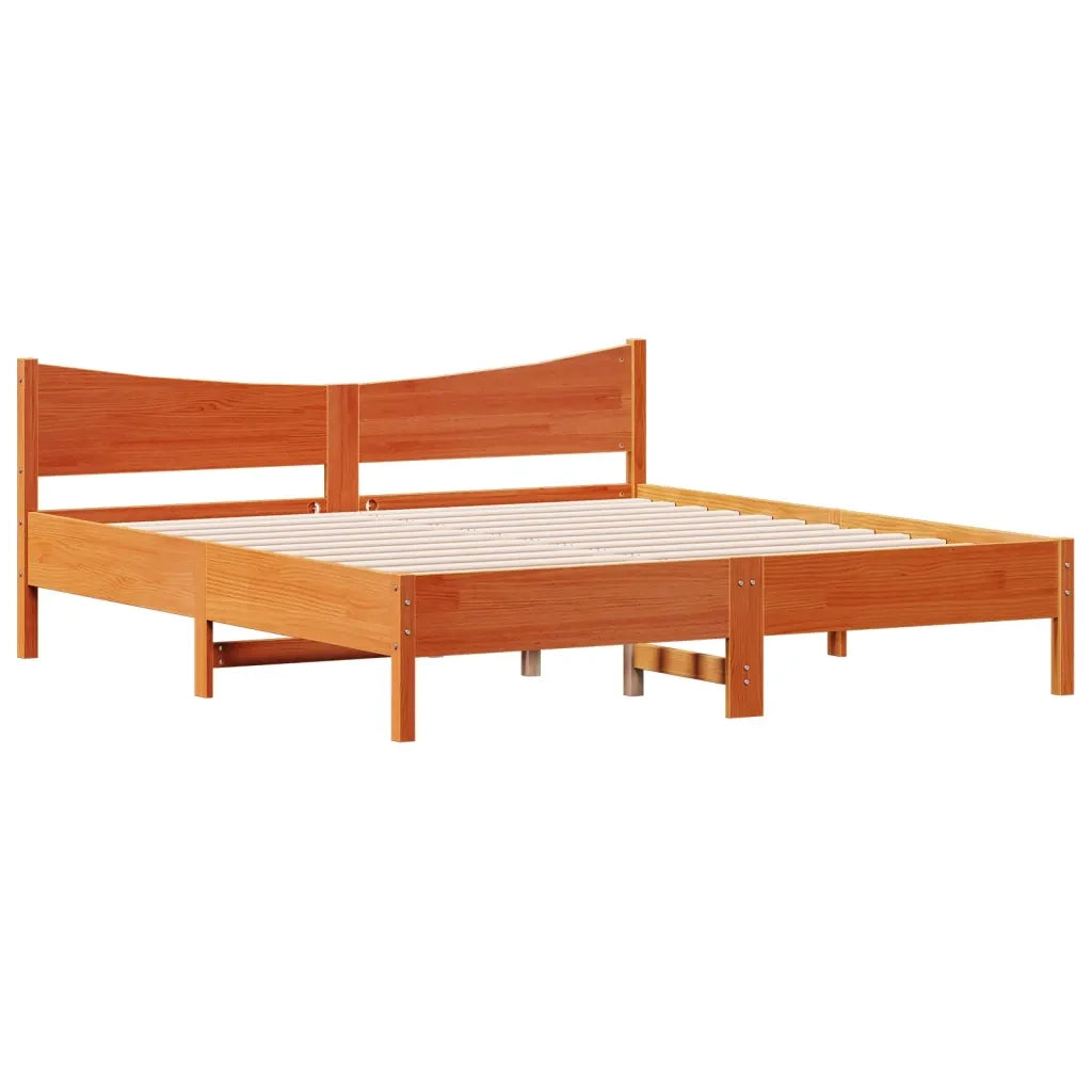 Letto matrimoniale | Letto per adulti | Giroletto senza Materasso Marrone Cera 200x200 cm Legno di Pino