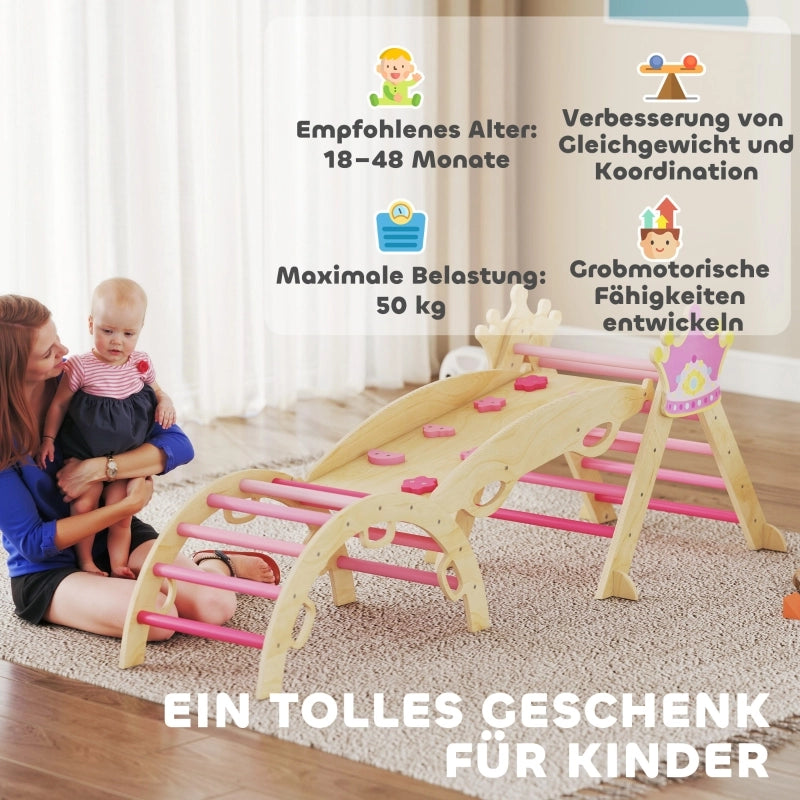 GIOCO DA ARRAMPICATA INDOOR 8-IN-1 98x44x19 cm Legno Rosa