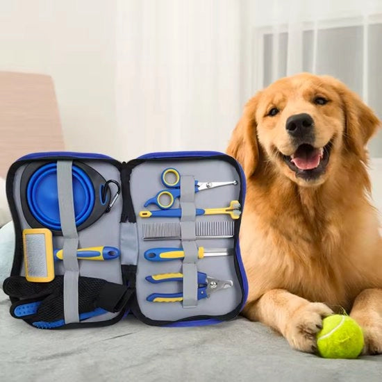 Set di forbici per animali da 4 pezzi con borsa in PU pelle - per cani, gatti e animali domestici con pelo lungo