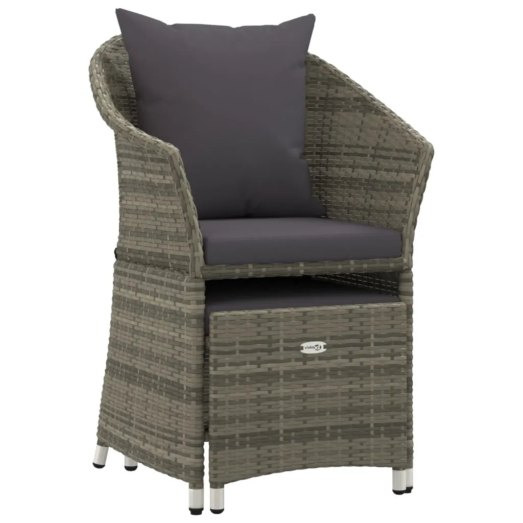 Set di Divani da Giardino 2 pz | Set Salotto da Giardino con Cuscini in Polyrattan Grigio