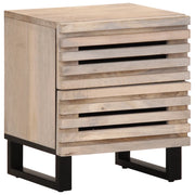Set di 2 Comodini | Armadio da Notte | Mobiletto da notte 40x34x46 cm in Legno Massello di Mango Sbiancato