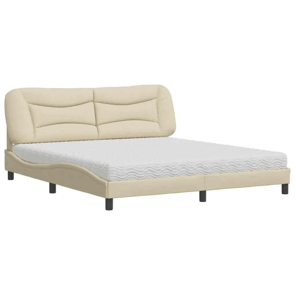 Letto con Materasso Hvar Crema 180x200 cm in Tessuto 3208553