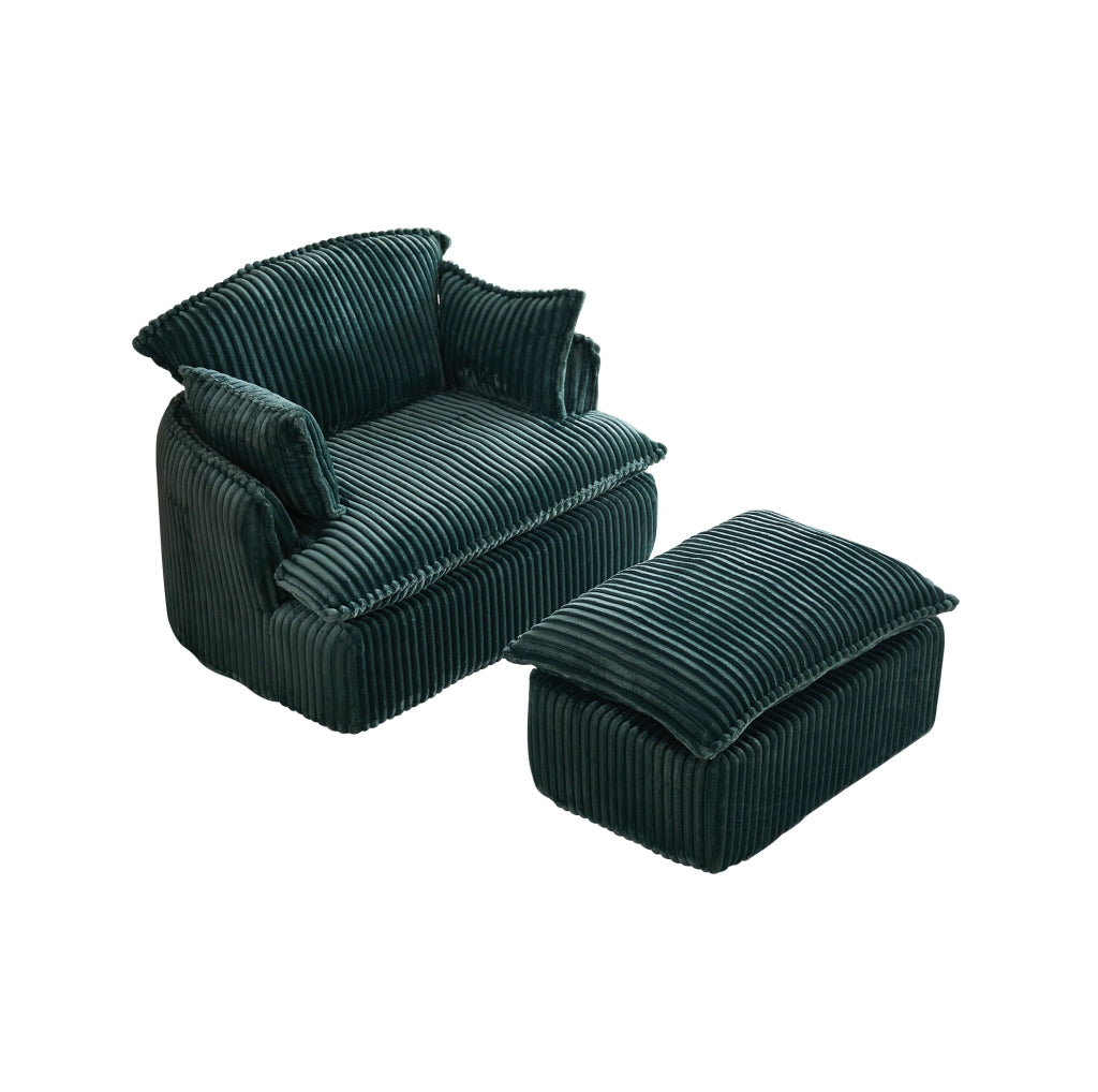 Poltrona 115x89x77 cm verde 1 posto con poggiapiedi, tessuto, senza montaggio