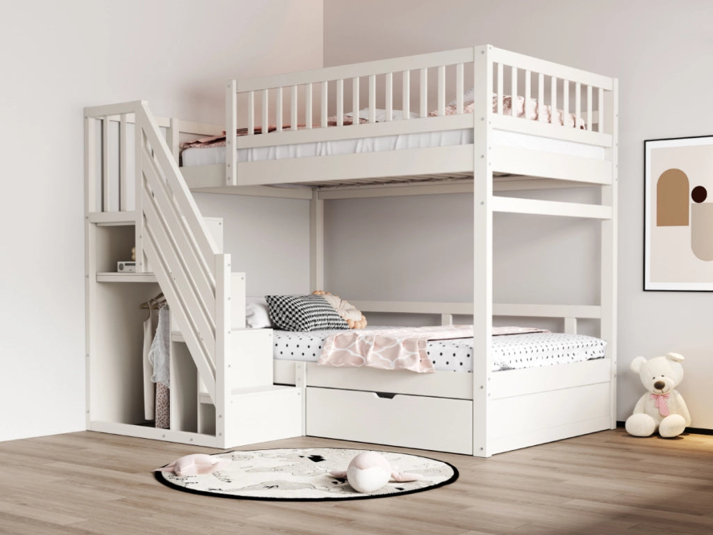 Letto a castello funzione contenitore legno bianco 90x200 cm