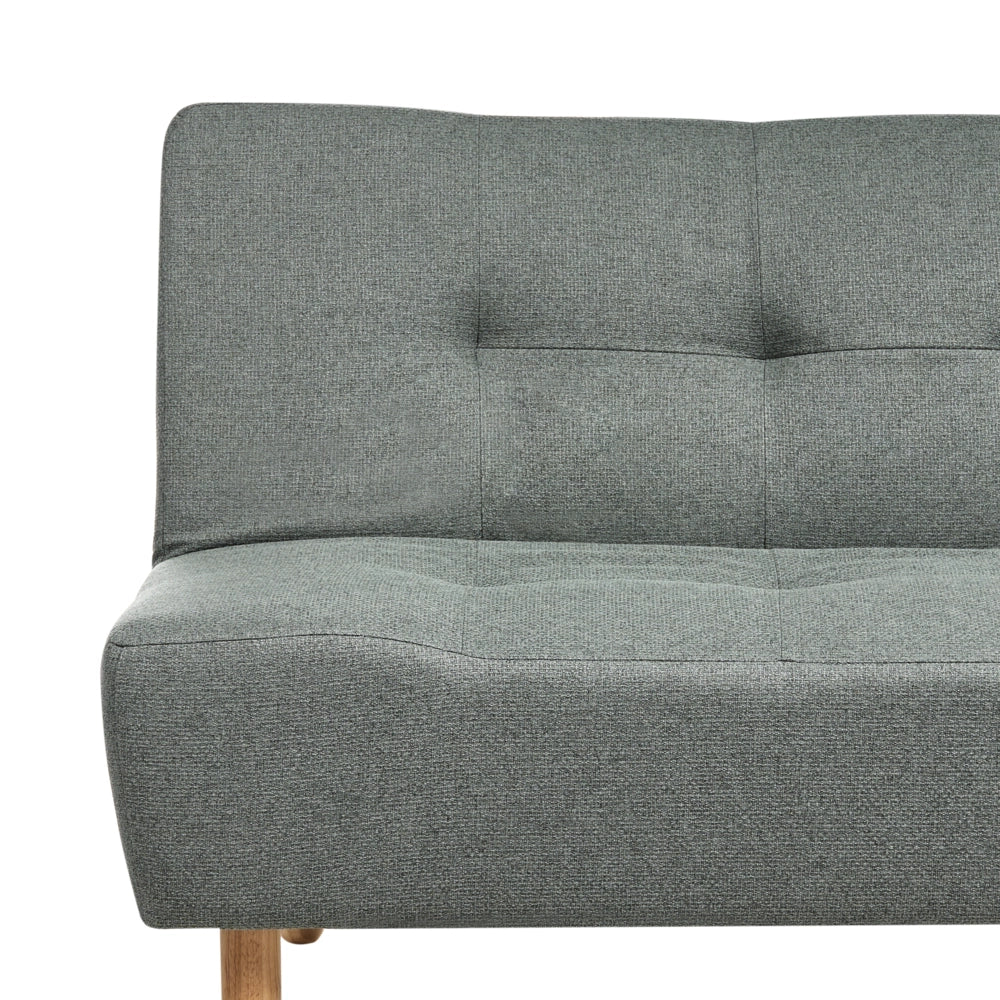 Divano letto in tessuto verde con gambe in legno chiaro 3 posti in stile scandinavo