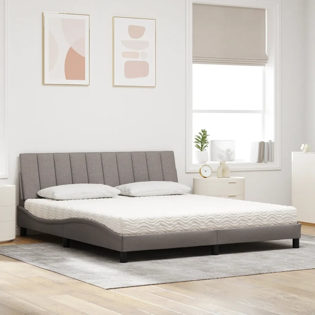 Letto con Materasso Hanko Tortora 180x200 cm in Tessuto 3310549