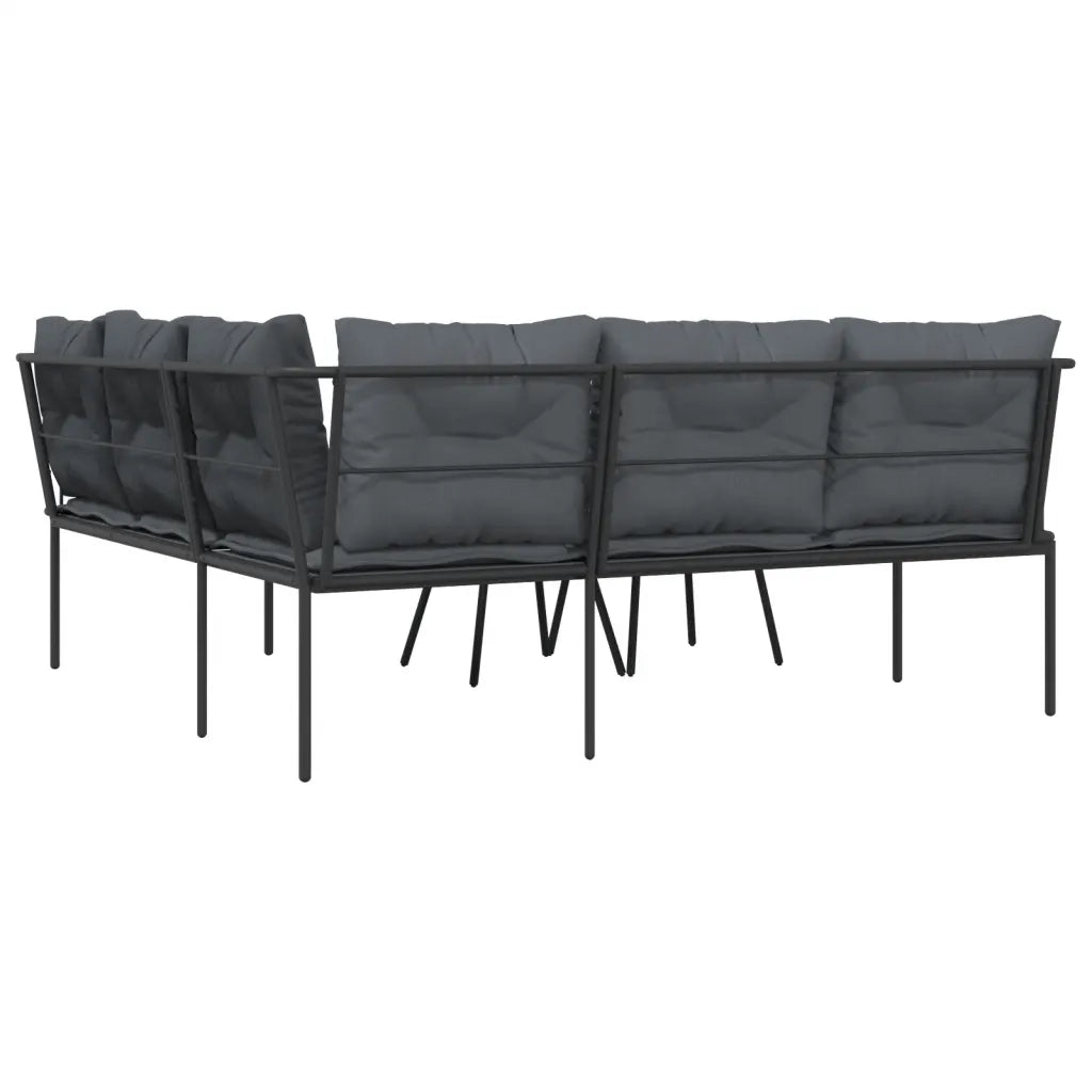 Set Divano da Giardino | Set Salotto da Giardino con Cuscini Nero Acciaio e Textilene