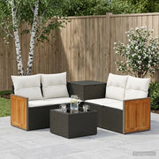 Set di divani 6 pz Nero e Bianco Crema 3447701
