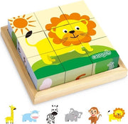Cubo 3D 6-in-1 motivi animali - Puzzolo Montessori | Giocattolo educativo per bambini dai 1-4 anni