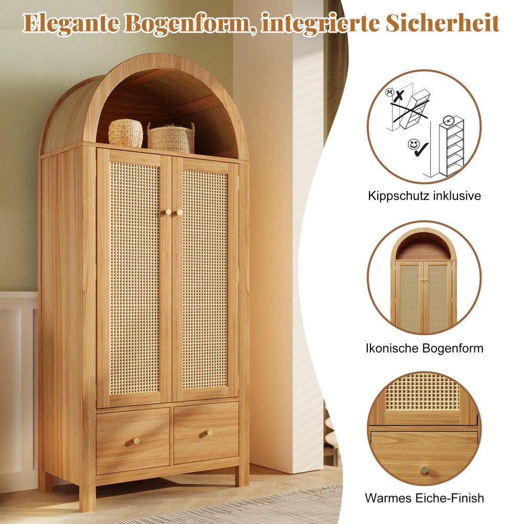 ARMADIO 181x78x45 cm in MDF e metallo effetto rovere, 2 cassetti