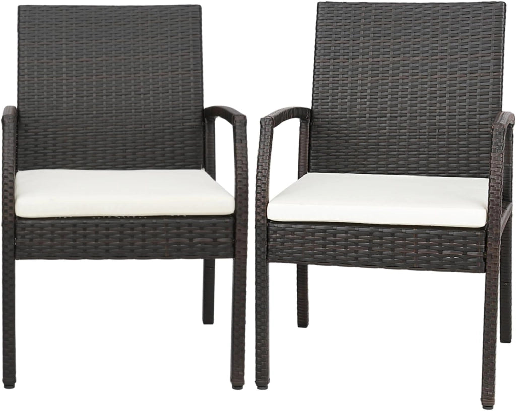Set di 2 Sedie in Rattan, Sedia Giardino Poltrone da Esterno con Cuscini per Seduta con Cerniera, Set di 2 Comode Sedie per Giardino, Patio, Terrazza(Modello A, 54,5x61,5x89cm)