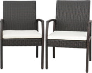 Set di 2 Sedie in Rattan, Sedia Giardino Poltrone da Esterno con Cuscini per Seduta con Cerniera, Set di 2 Comode Sedie per Giardino, Patio, Terrazza(Modello A, 54,5x61,5x89cm)