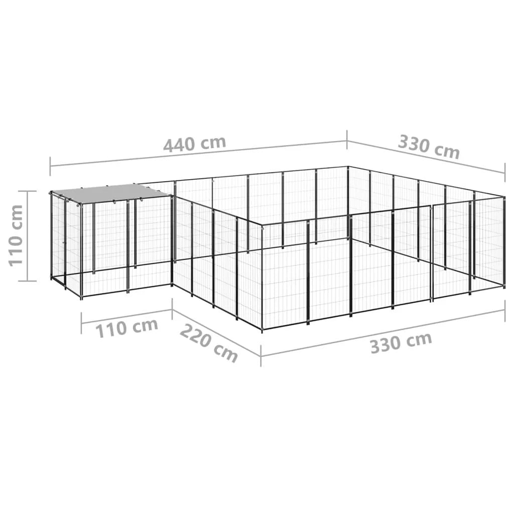 Recinto per animali da esterno per cani 12,1 m² 110 cm acciaio nero 02_0000493
