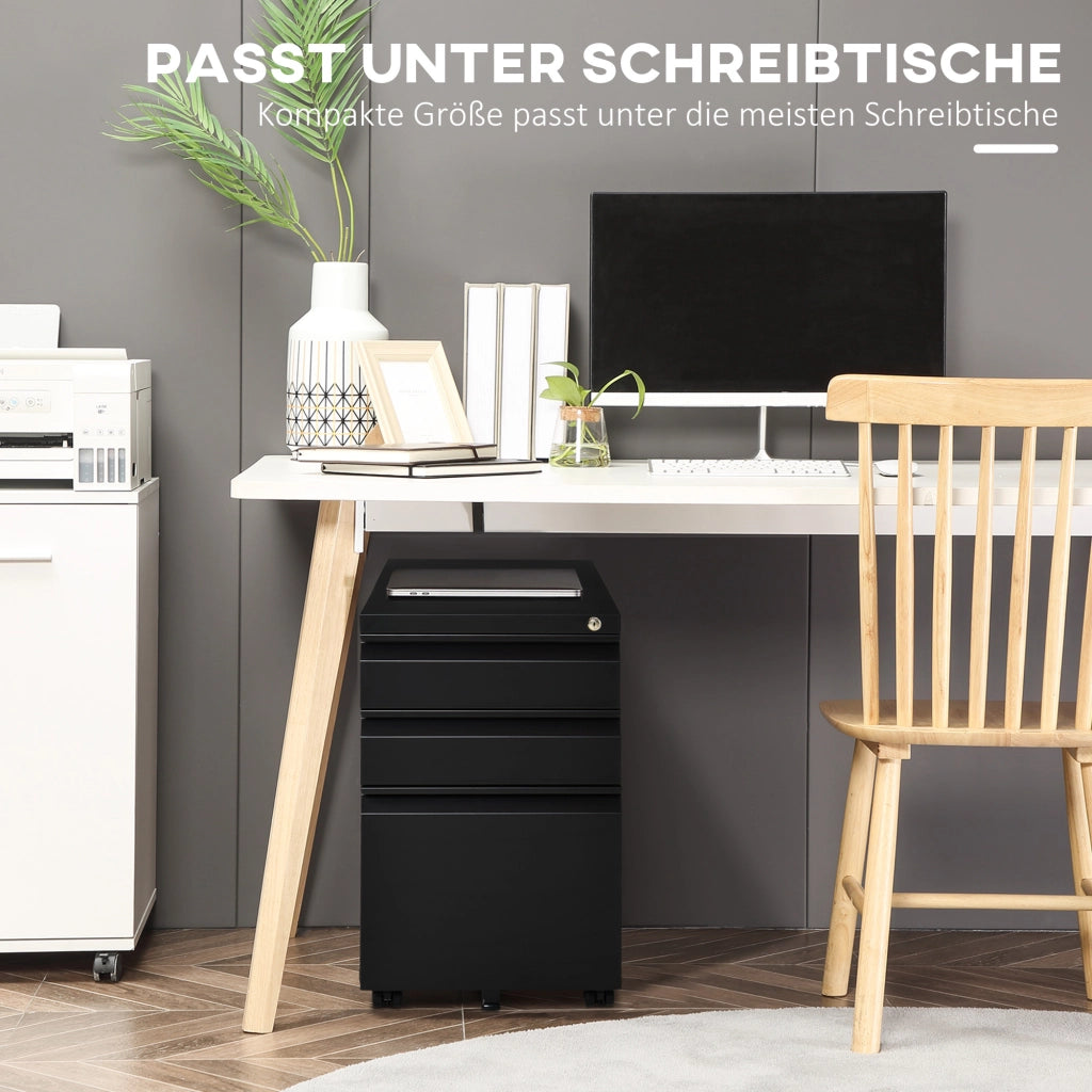 Carrello mobile con 3 cassetti ¨C zephmum ¨C nero, acciaio, 39x48x60 cm