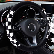 Cuscino per volante in plu - Cuscino per volante caldo - Antiscivolo - Tessuto morbido a quadri - 36-39 cm - Sostenibile e confortevole - Cuscino per volante