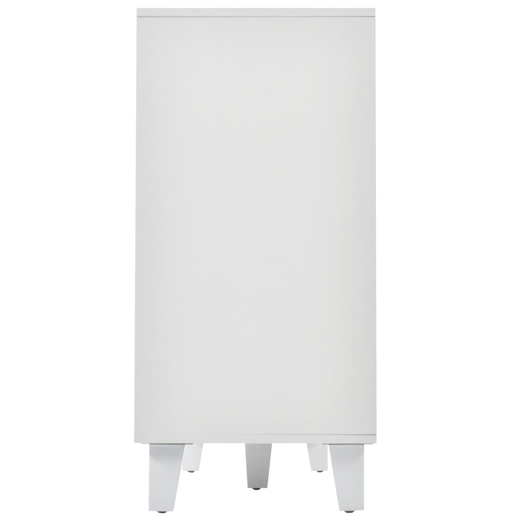 Credenza bianca a specchio con 4 ante e ripiano interno mobile, maniglie in vetro, soggiorno e ingresso 160 × 40 × 84 cm