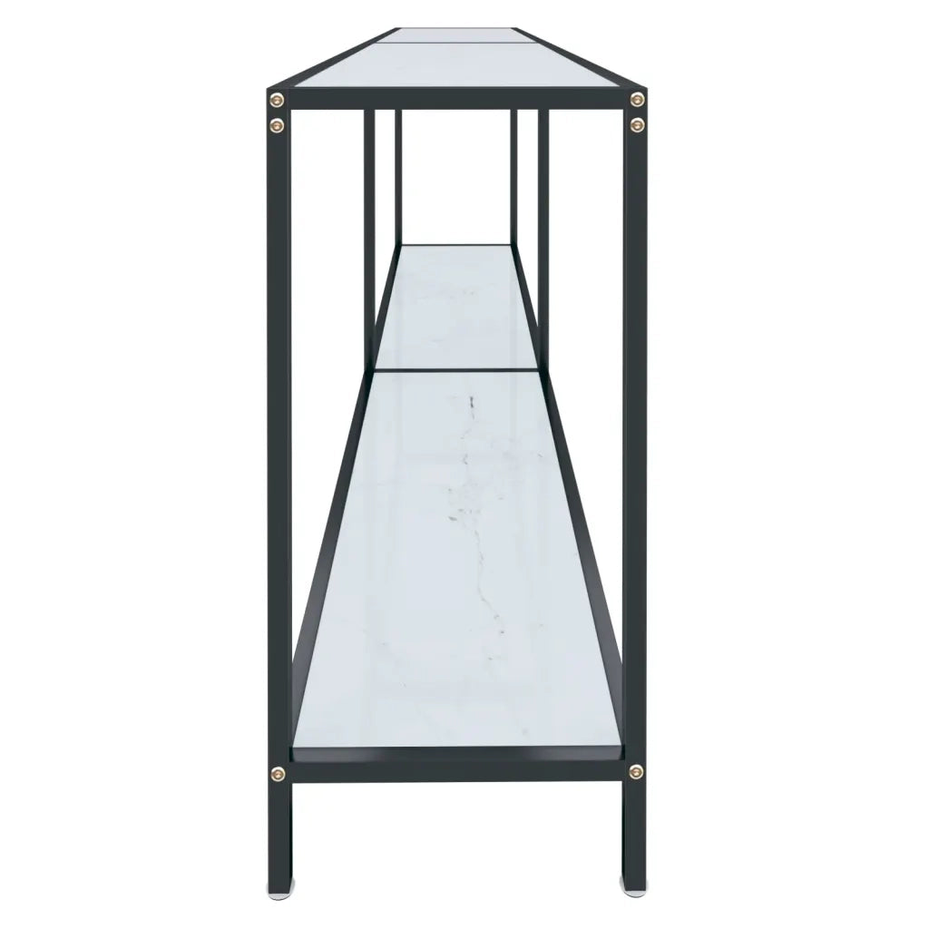 Tavolo Consolle Bianco 200x35x75,5 cm in Vetro Temperato 331708