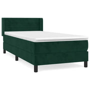 Letto singolo | Letto per adulti | Giroletto a Molle con Materasso Verde Scuro 90x200 cm Velluto