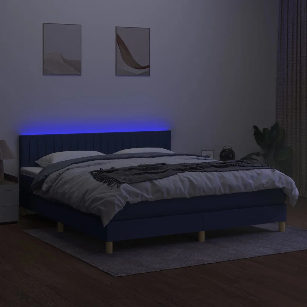 Letto a Molle con Materasso e LED Blu 180x200 cm in Tessuto 3133899