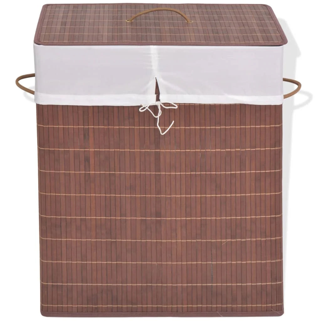 Cesto portabiancheria rettangolare 52 x 32 x 60 cm bambù marrone 02_0006202