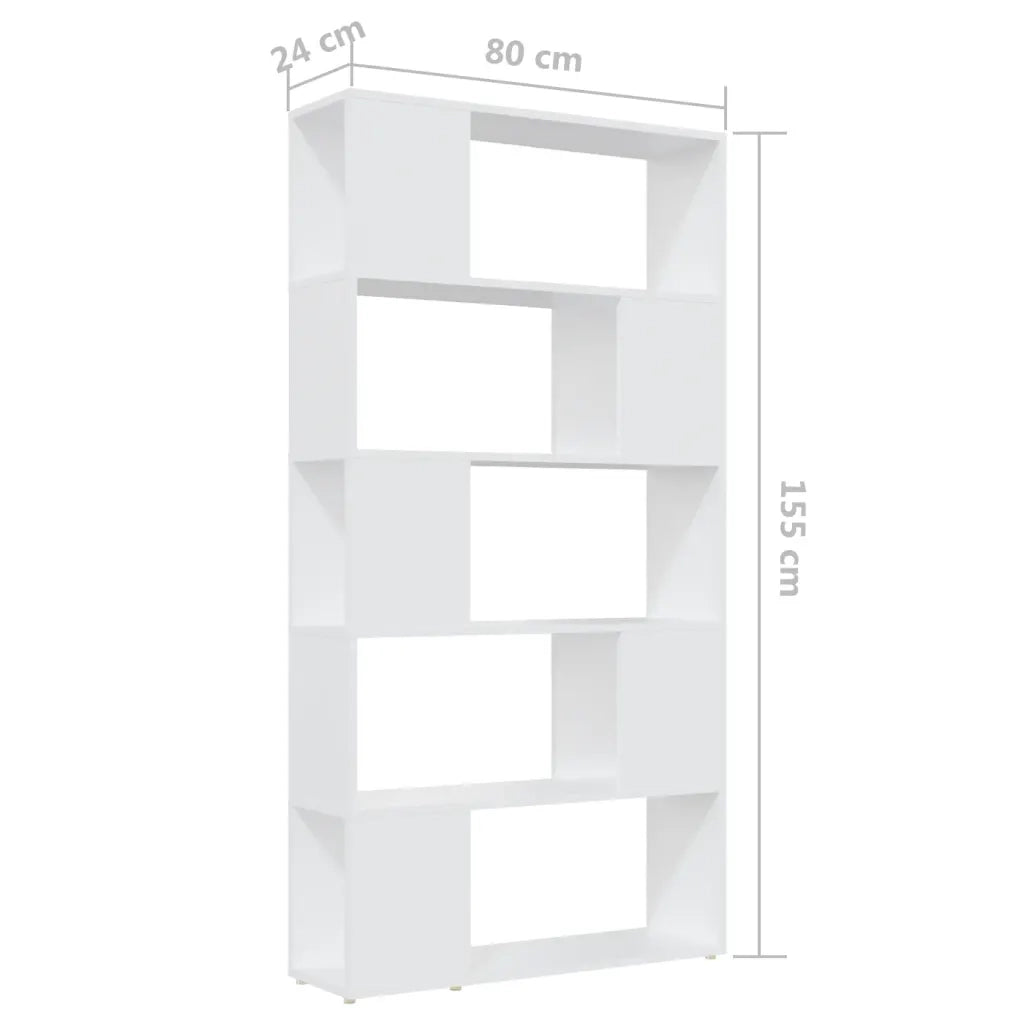 Libreria Divisorio-Scaffale per Libri-Mobile di Stoccaggio Bianco 80x24x155 cm in Truciolato
