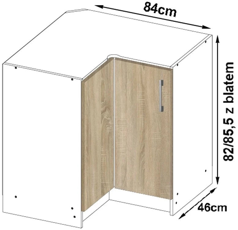 Mobile cucina modulare con piano di lavoro AKORD LIMA Bianco 84 cm 2 ante inserto frontale Sonoma Quercia 84x44,5x85,5 cm
