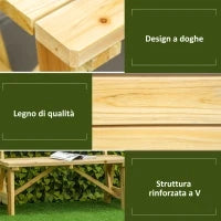 Panchina da Giardino in Legno 2 Posti a Doghe con Schienale Alto, 116x56x80cm, Colore Naturale